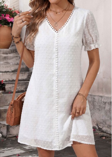 women clothes image of White Short Layered V Neck Dress