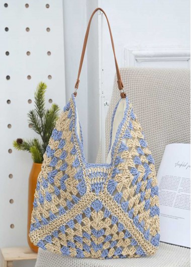 women clothes image of Light Blue Hemp Magnetic Shoulder Bag