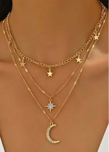 women clothes image of Golden Color Moon Alloy Detail Necklace