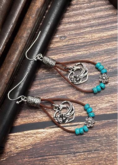 women clothes image of Cyan Hollow Droplet Design Turquoise Earrings