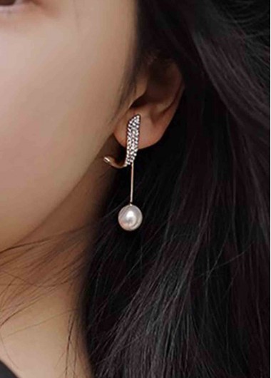 women clothes image of White Pearl Design Asymmetrical Alloy Earrings