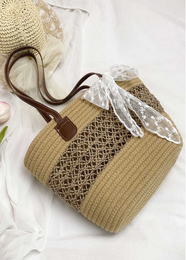 women clothes image of Light Camel Open Hollow Out Shoulder Tote Bag