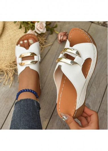 women clothes image of White Peep Toe Low Heel Sliders