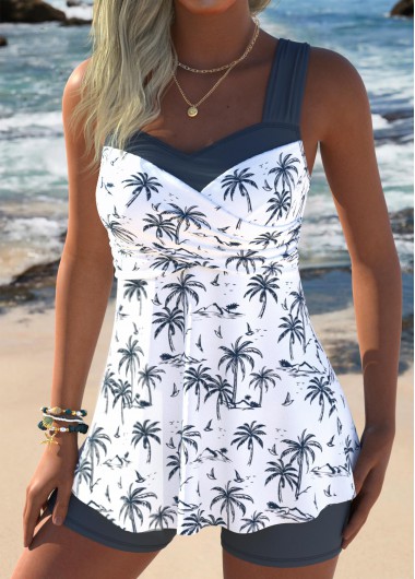 women clothes image of Dark Grey Mid Waisted Three-piece Tankini Set