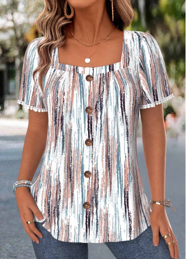 women clothes image of Multi Color Tie Dye Print Tummy Coverage Blouse
