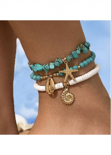 women clothes image of Cyan Marine Life Alloy Detail Anklets