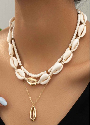 women clothes image of White Shell Seed Design Beads Necklace