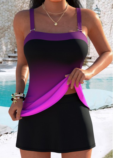women clothes image of Purple Mid Waisted Ombre Tankini Set