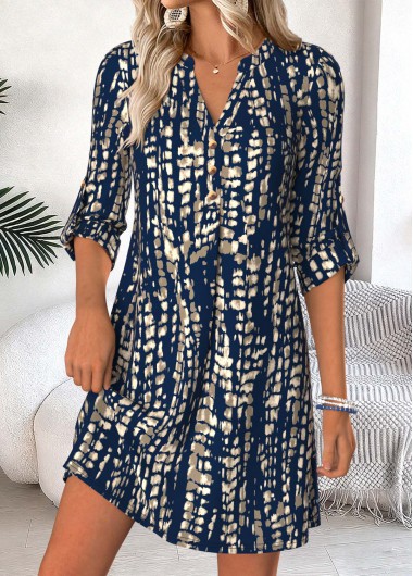 women clothes image of Blue Tie Dye Print Short Tummy Coverage Dress