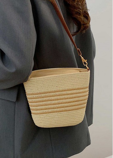 women clothes image of Light Camel Striped Zip Crossbody Bag