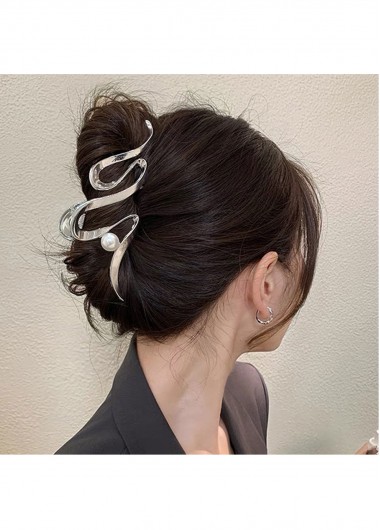 women clothes image of Silvery White Asymmetrical Alloy Detail Barrette