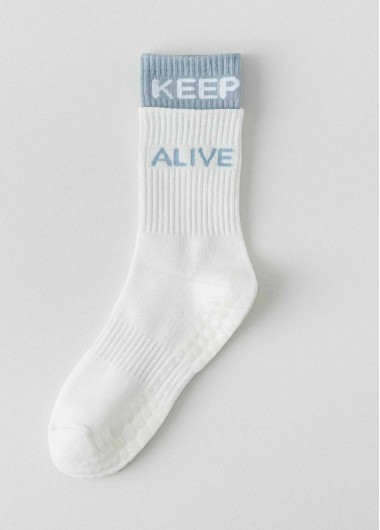 women clothes image of White Letter Print Mid Calf Socks