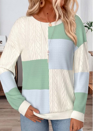 women clothes image of Multi Color Long Sleeve Round Neck Sweatshirt