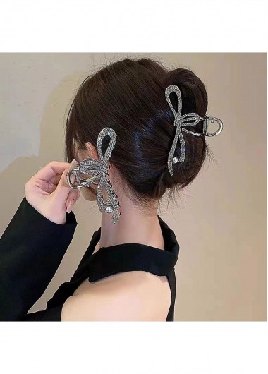 women clothes image of Silvery White Bow Alloy Detail Barrette