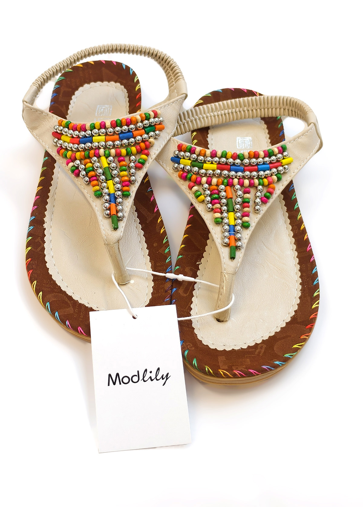 Beige Open Toe Falt Flip Flops Slippers | picture 4