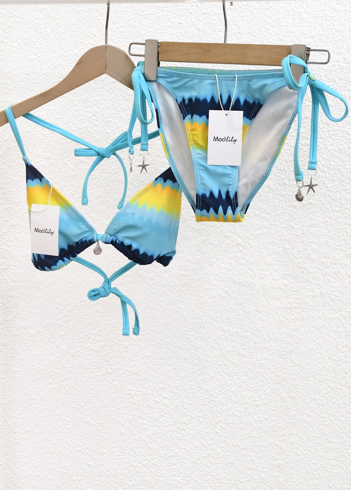 Tie Back Ombre Cyan Bikini Set | picture 4