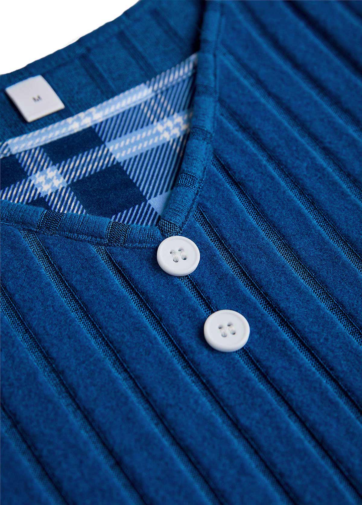 Blue Button Plaid Long Sleeve Fake Two Piece Twinset | picture 4