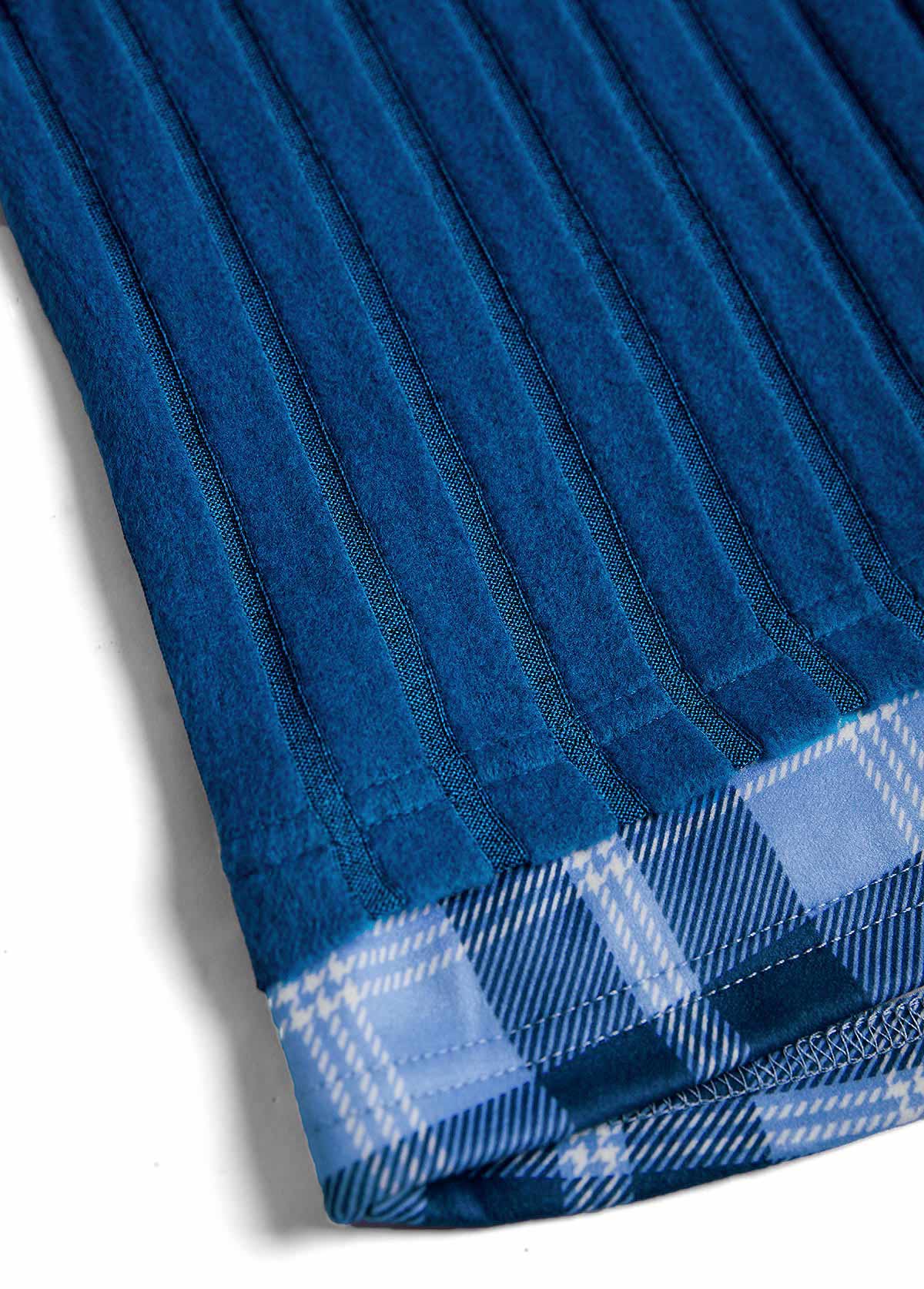 Blue Button Plaid Long Sleeve Fake Two Piece Twinset | picture 5
