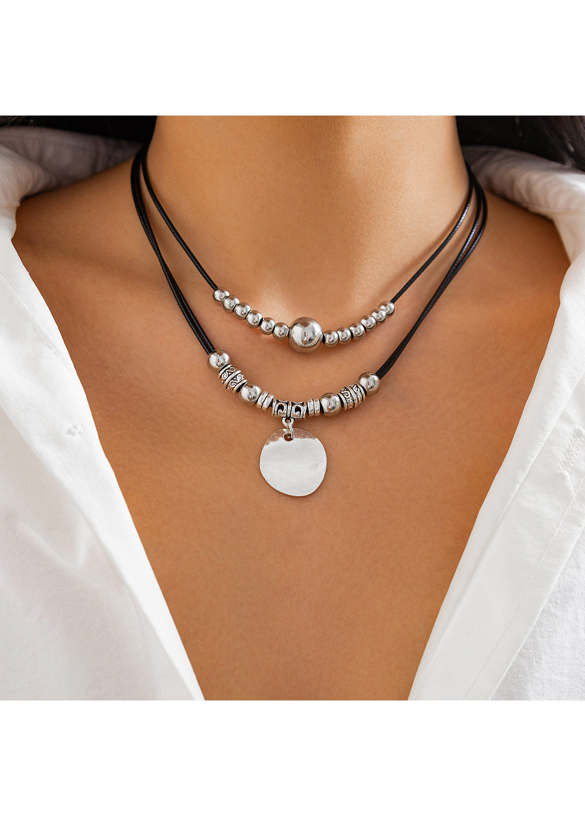 Silver Color Heart Alloy Detail Necklace | picture 1