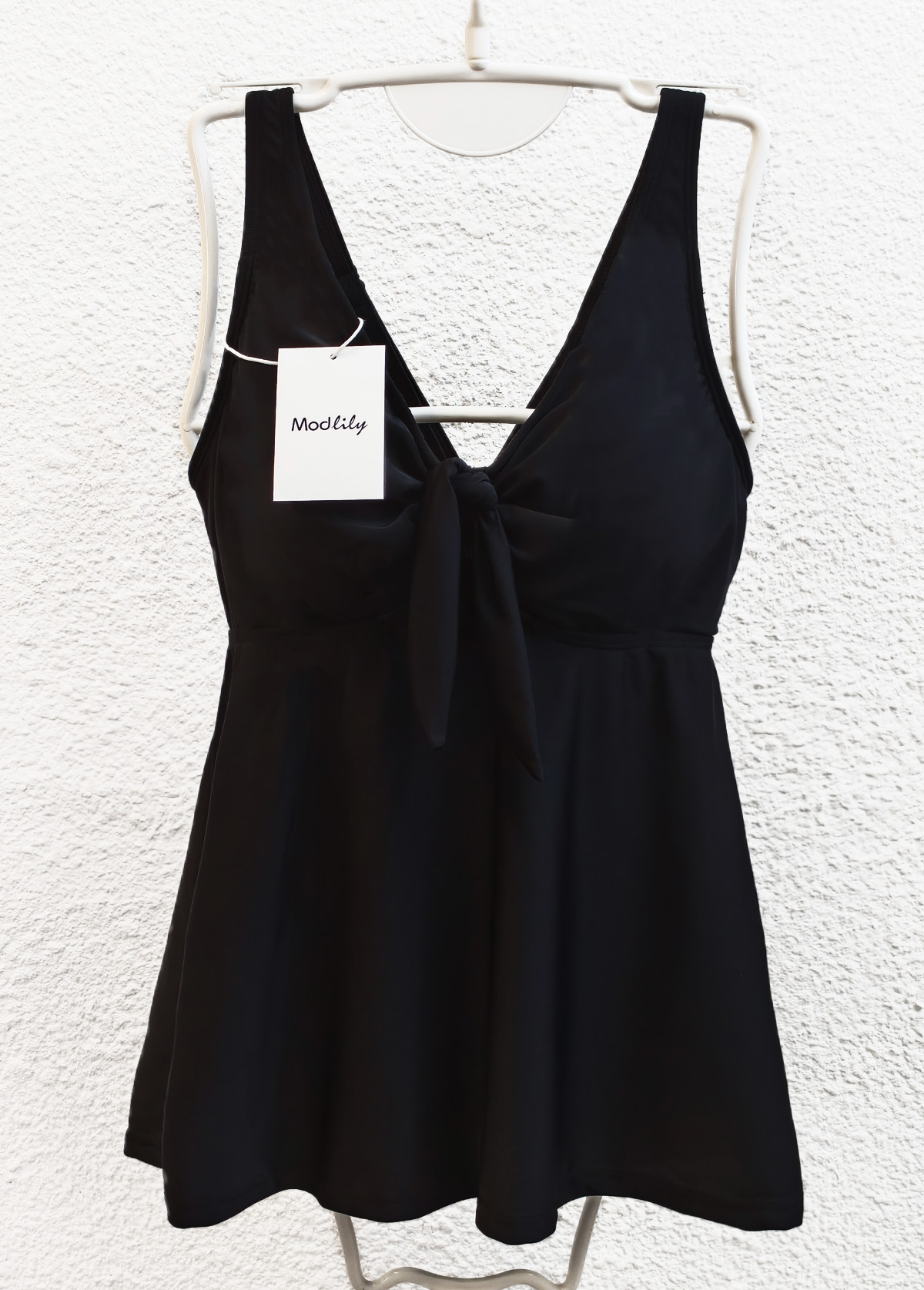 Black Ruched V Neck Tankini Top-No Bottom | picture 4