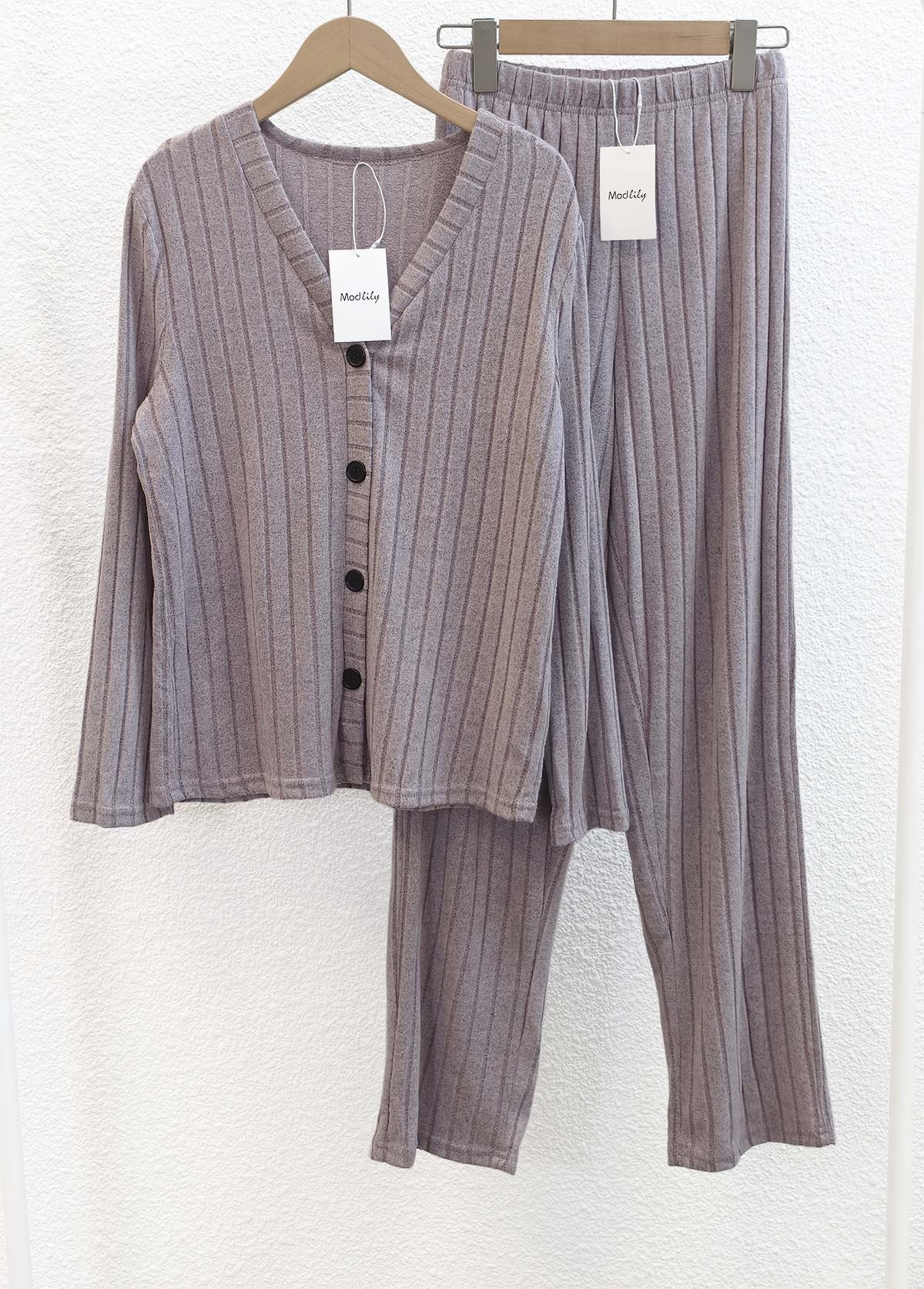 Dusty Purple Long Sleeve Lounge Top and Pants | picture 6