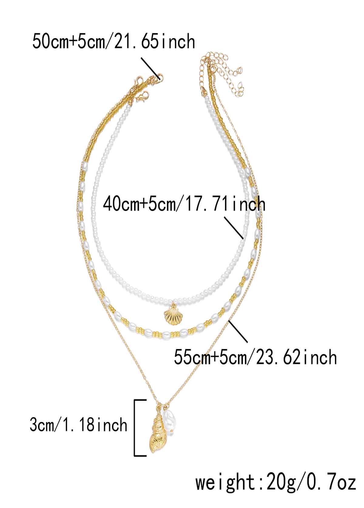 Beige Color Shell Alloy Detail Necklace | picture 