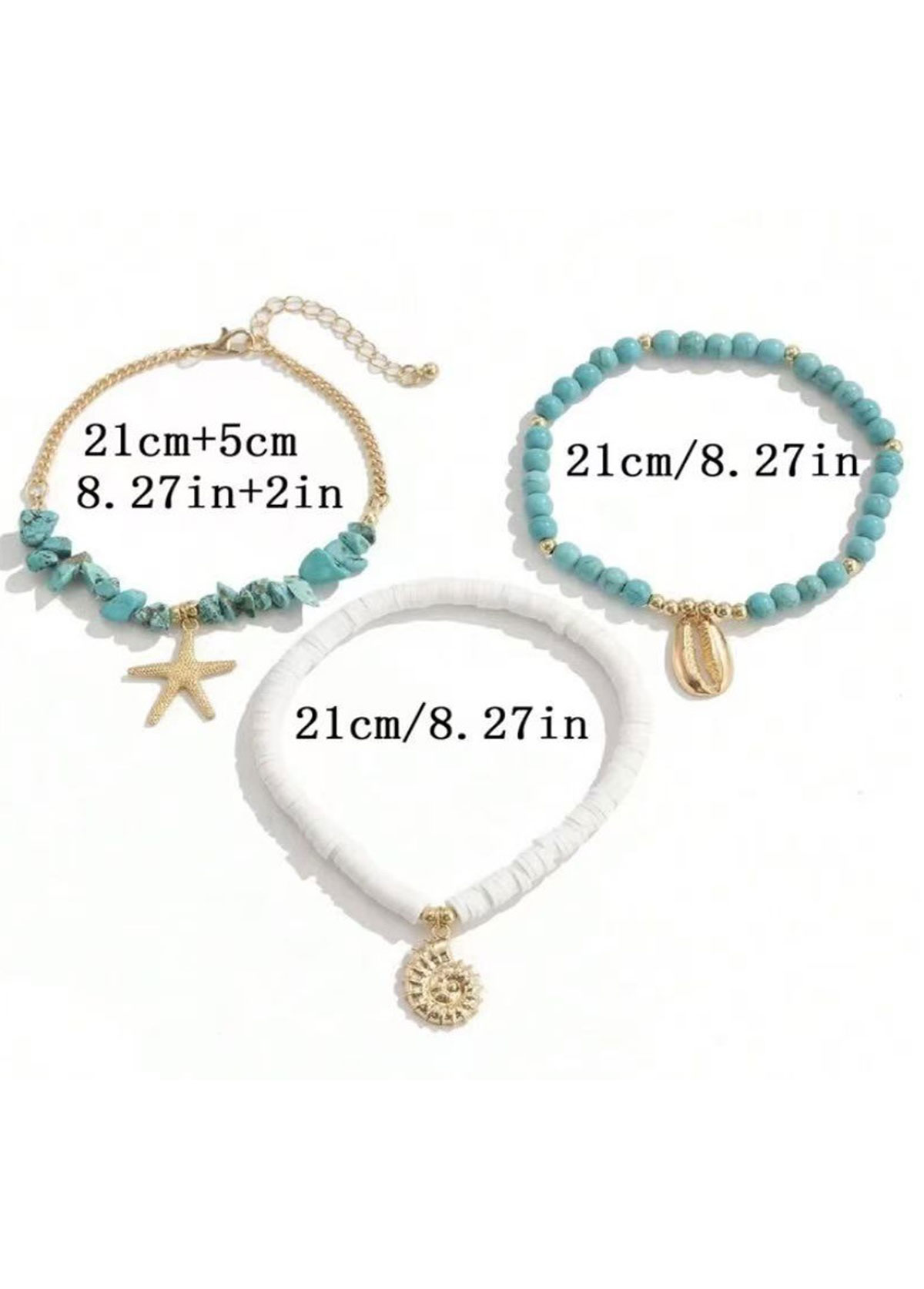 Cyan Marine Life Alloy Detail Anklets | picture 