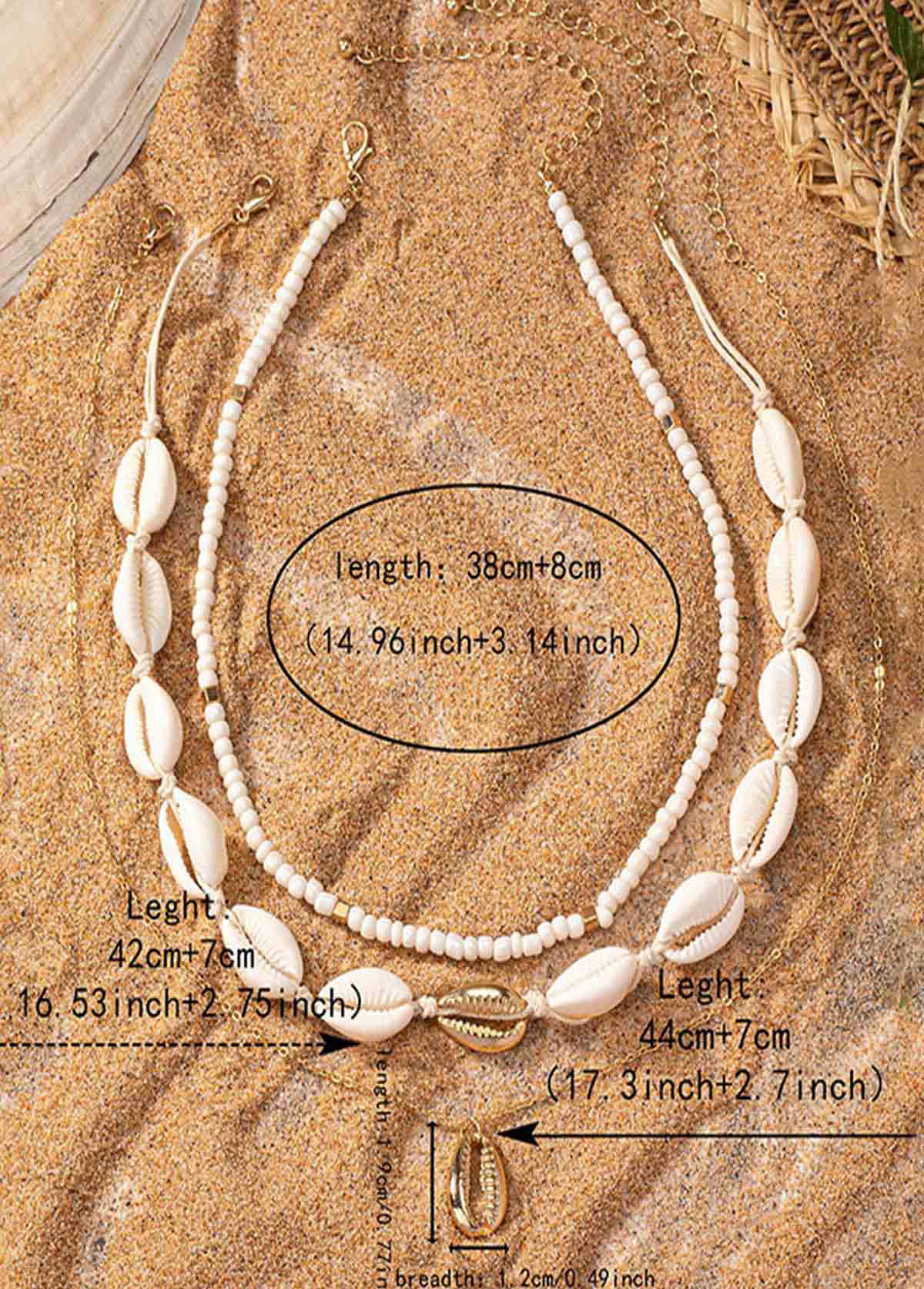 White Shell Seed Design Beads Necklace | picture 3