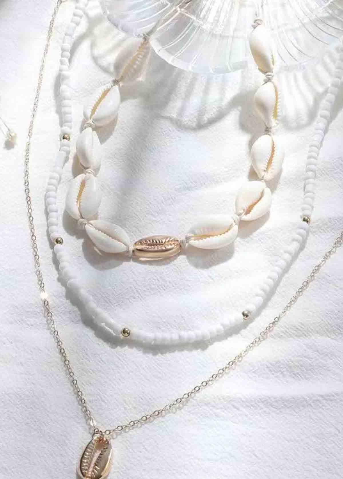 White Shell Seed Design Beads Necklace | picture 2