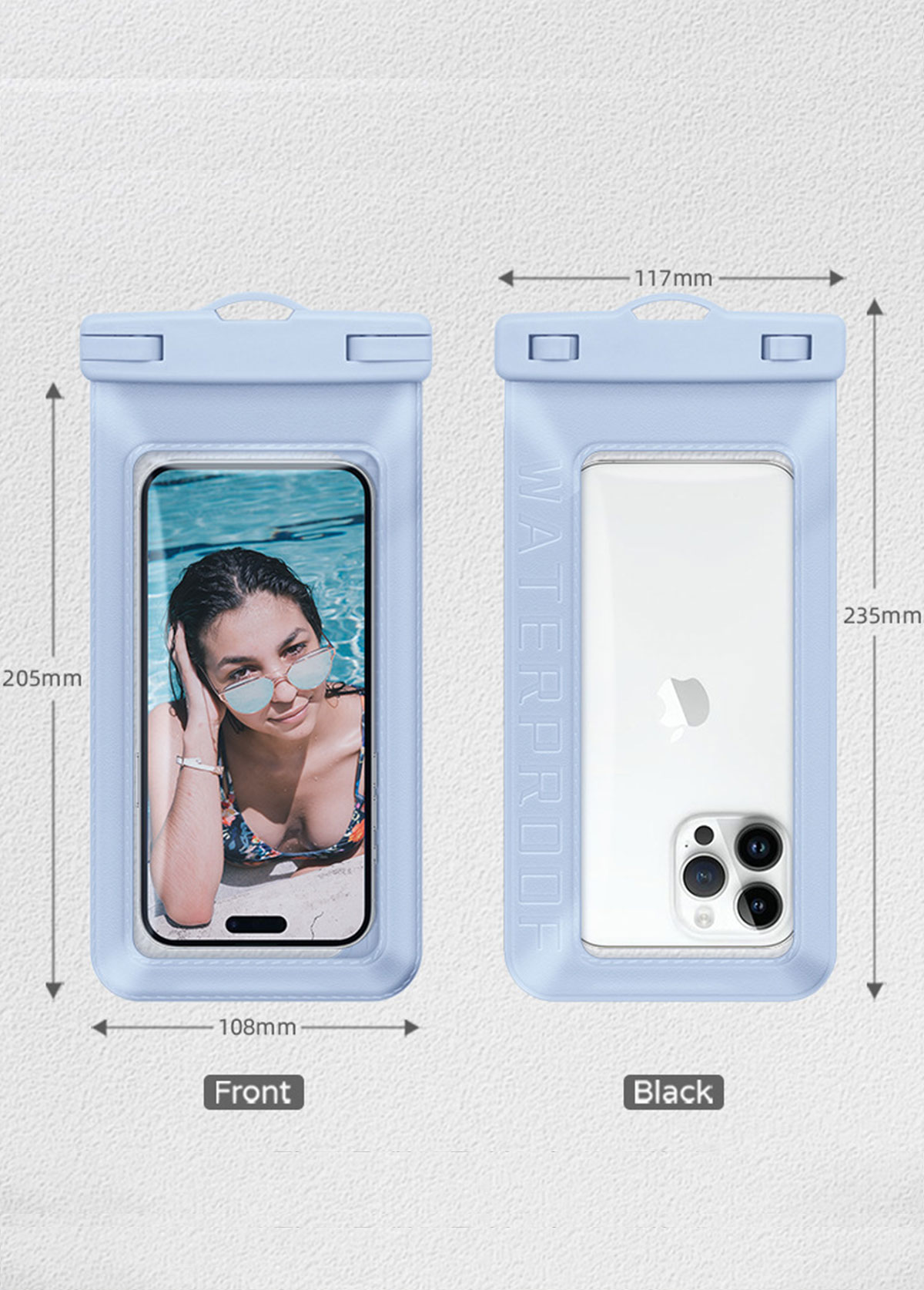 Light Blue Waterproof Plastic Phone Dry Bag | picture 