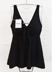 Black Ruched V Neck Tankini Set | thumb picture 