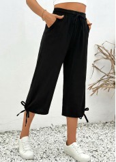 Black Elastic Waist High Waisted Pants | thumb picture 