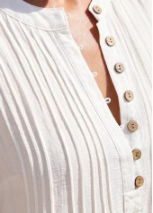 Pocket White Short Sleeve Round Neck Cover Up | thumb picture 
