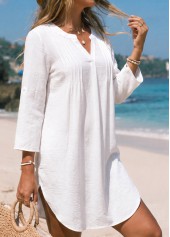 Tummy Coverage 3/4 Sleeve White Cover Up | thumb picture 