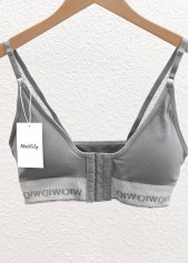 Grey Letter V Neck Adjustable Bra | thumb picture 