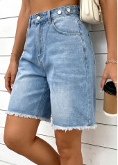 Denim Blue Zipper Fly High Waisted Shorts | thumb picture 