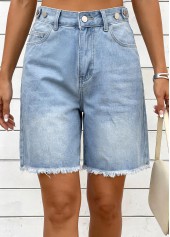 Denim Blue Zipper Fly High Waisted Shorts | thumb picture 