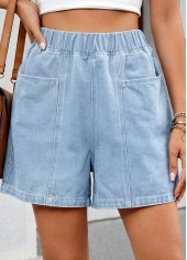 Denim Blue Wide Leg Elastic Waist High Waisted Shorts | thumb picture 