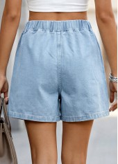 Denim Blue Wide Leg Elastic Waist High Waisted Shorts | thumb picture 