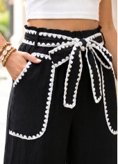 Black Wide Leg Elastic Waist High Waisted Pants | thumb picture 