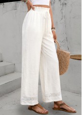 White Elastic Waist High Waisted Pants | thumb picture 