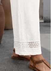 White Elastic Waist High Waisted Pants | thumb picture 