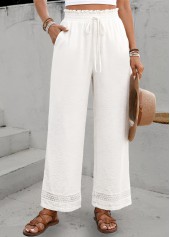 White Elastic Waist High Waisted Pants | thumb picture 