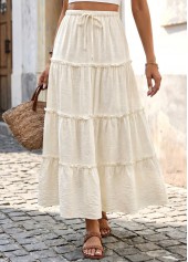 Beige A Line Elastic Waist Maxi Skirt | thumb picture 