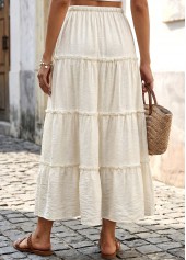 Beige A Line Elastic Waist Maxi Skirt | thumb picture 