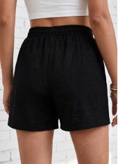 Black Elastic Waist High Waisted Shorts | thumb picture 