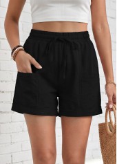 Black Elastic Waist High Waisted Shorts | thumb picture 
