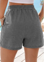 Grey Elastic Waist High Waisted Shorts | thumb picture 