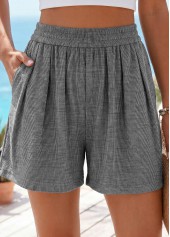 Grey Elastic Waist High Waisted Shorts | thumb picture 