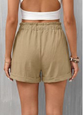 Light Camel Elastic Waist High Waisted Shorts | thumb picture 